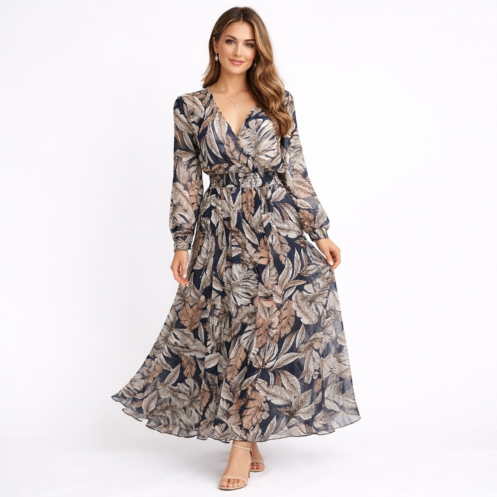 Kate and Lily Tropical Chiffon Maxi Dress
